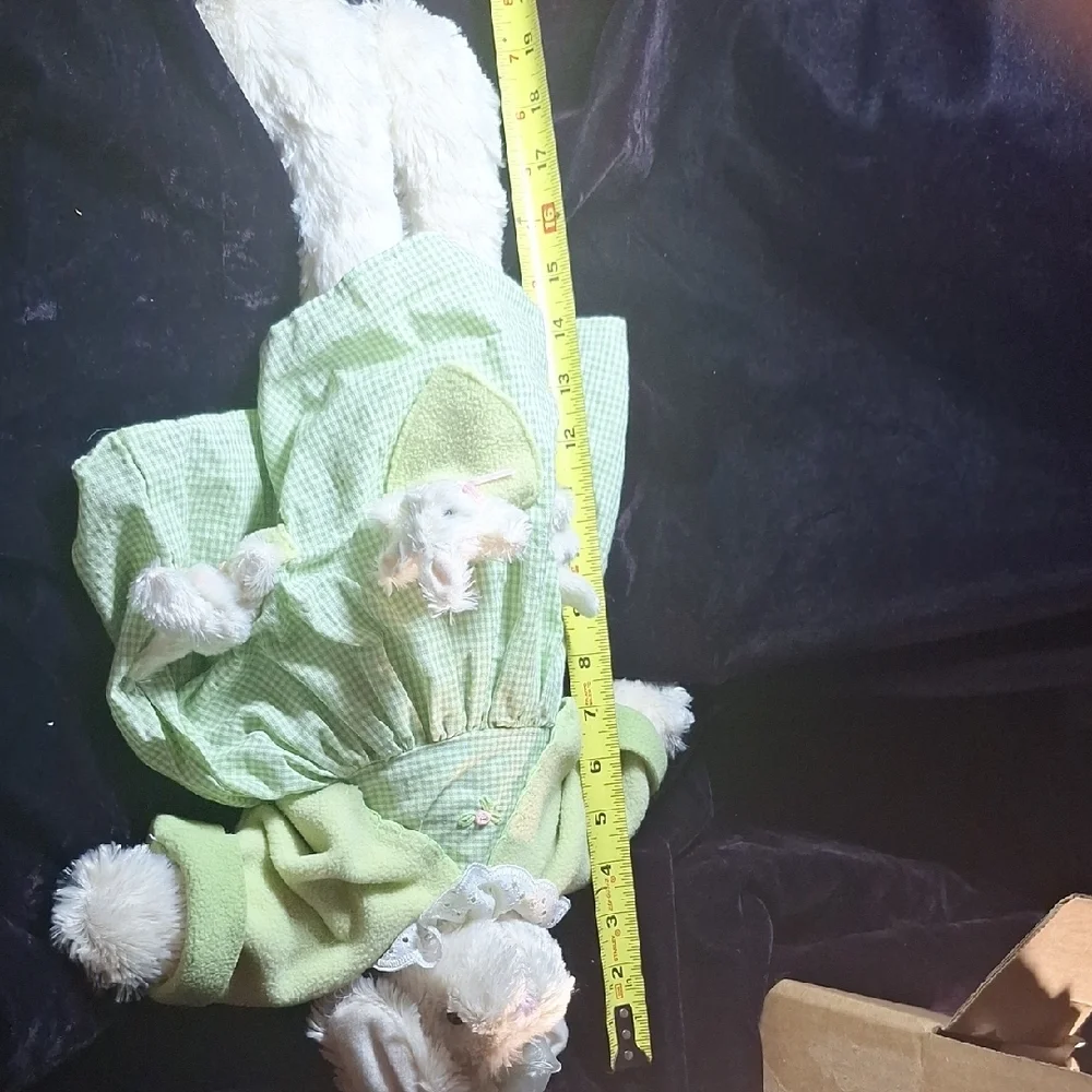 Adorable Green and White Bunny Plush Toy - Picture 6 of 12